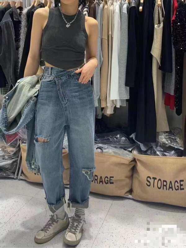 New in early summer! [Yan Zhen] broken hole Korean washed jeans 55610# PCZ