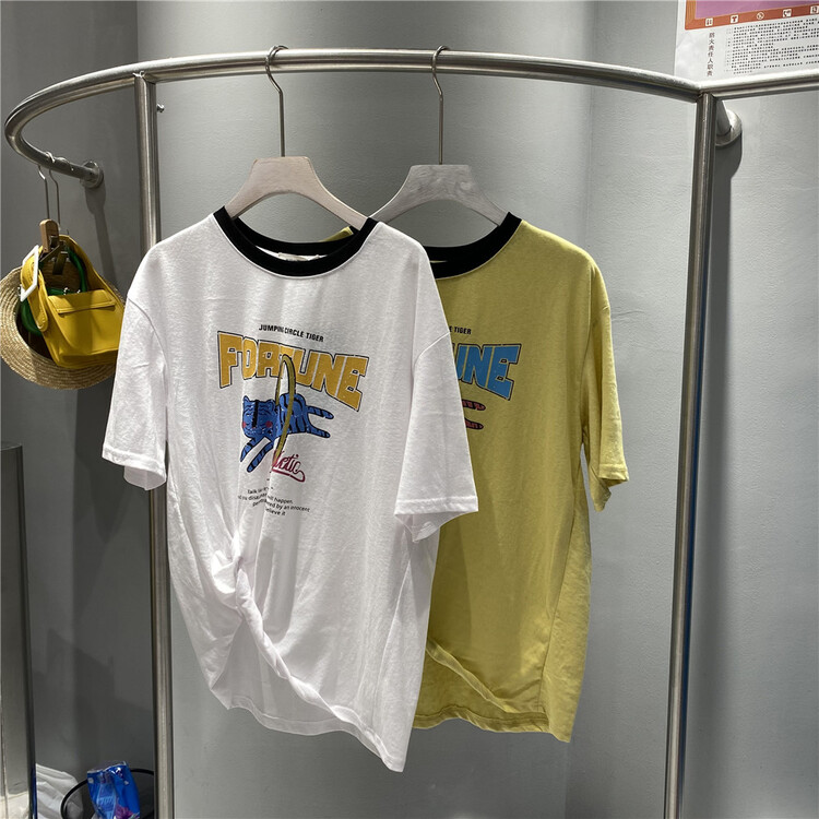[miss happy] Korean round neck loose print short sleeve T-shirt 6232# WPL
