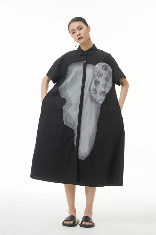 New in early summer! [size] Korean art pattern shirt dress 3211# LSW