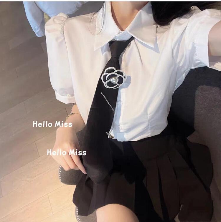 New in early summer! [Hello Miss] Korean simple and versatile shirt (with tie) (excluding tie) 069# PCZ