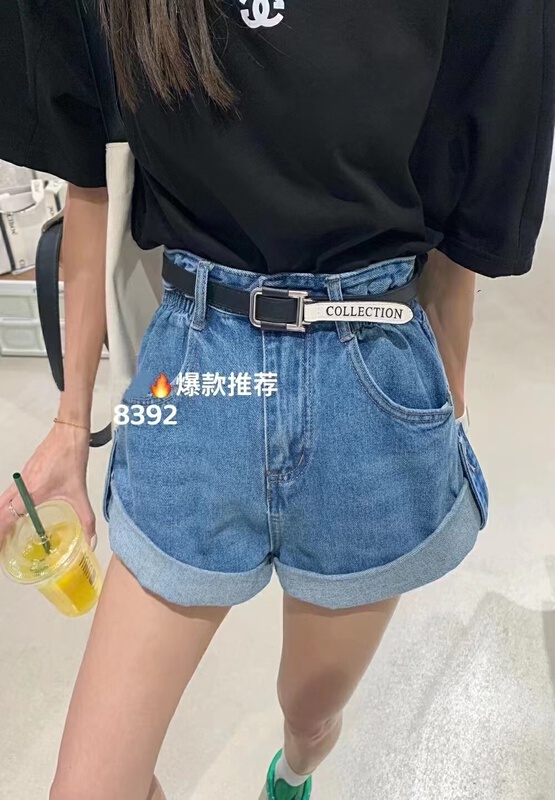 【SME+】韓版休閒顯瘦牛仔短褲(配腰帶)  8392#  CSX