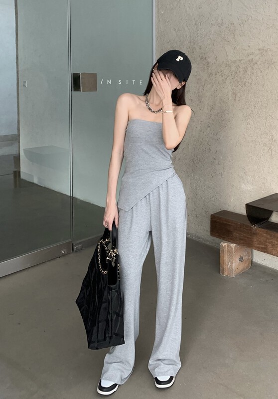 [yes] Hong Kong style fashion Salt Department wear with bra Vest + Korean loose comfortable rest suit 33308# ozq