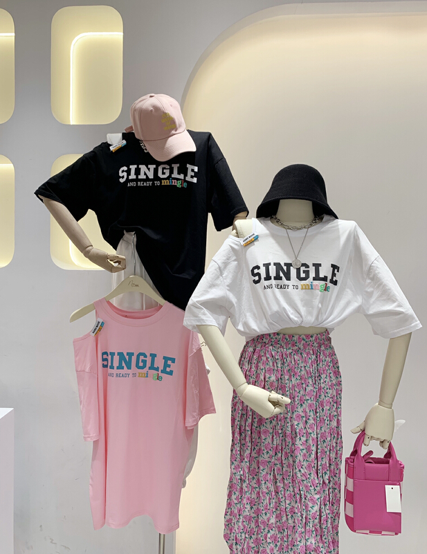 New in early summer! [wlady] off shoulder lettering machine short sleeve T-shirt 292# WTT