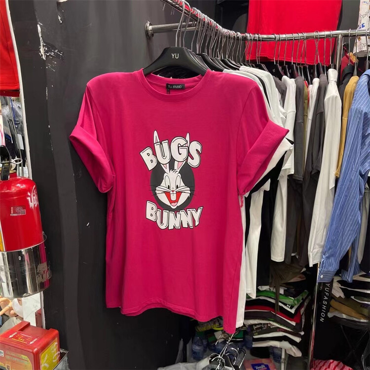 [Yu] cartoon Bugs Bunny round neck short sleeve T-shirt 8763# cqw