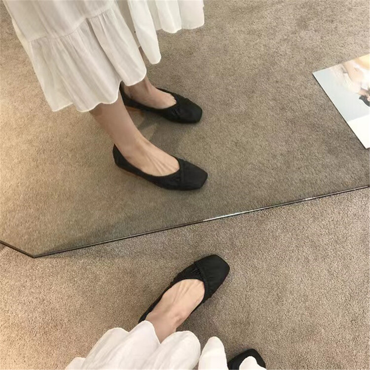 [DS. Gift] Vintage low flat heel shoes 5262# LSL with square head design