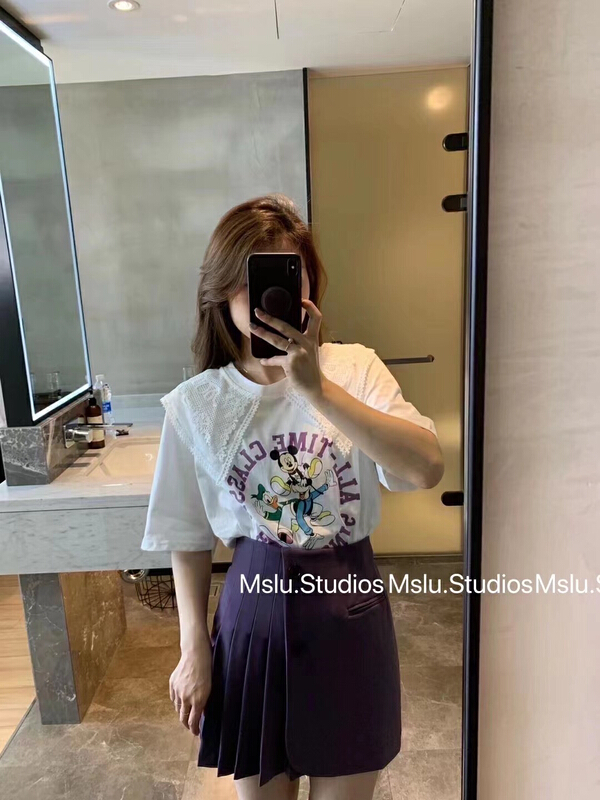 goods in stock! New in early summer! [Xiaoxiaojia] cartoon Mickey lace short sleeve T-shirt (excluding matching) 80363# WTT