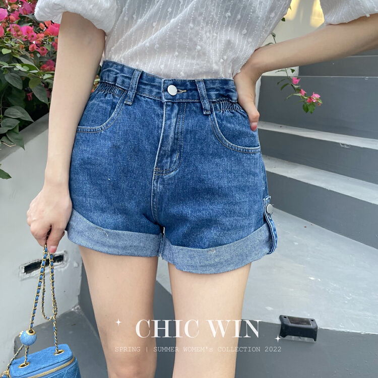 【CHIC WIN】韓系時尚簡約百搭顯瘦卷邊牛仔短褲  7202#  CSX