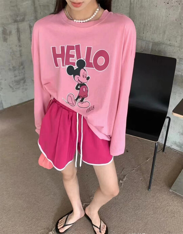 [Duomi] letter printed long sleeve T-shirt + loose comfortable casual pants set 7025# zxl