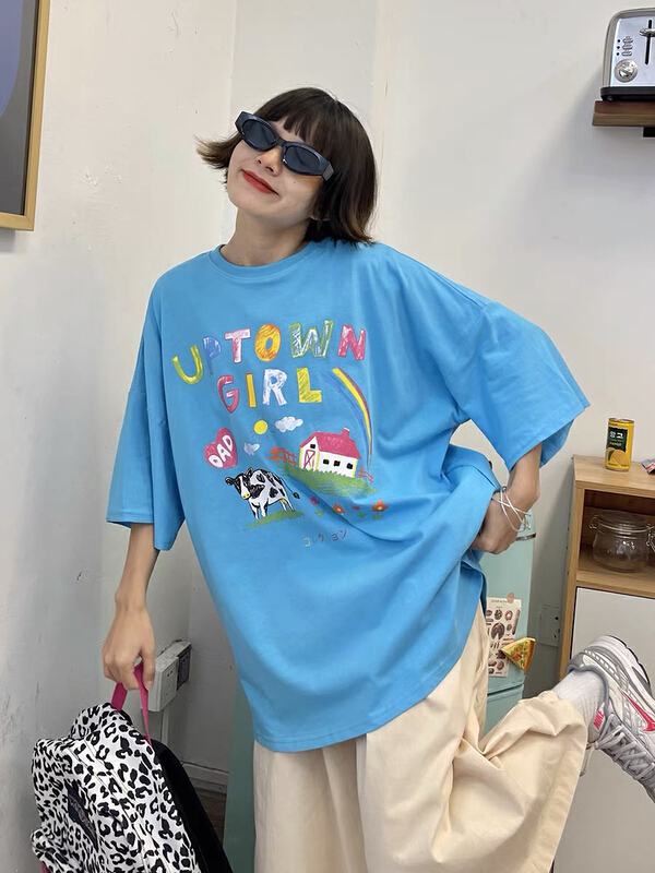 [lab eeda] loose BF round neck children's fun print Casual Short Sleeve T-shirt 3033# ozq