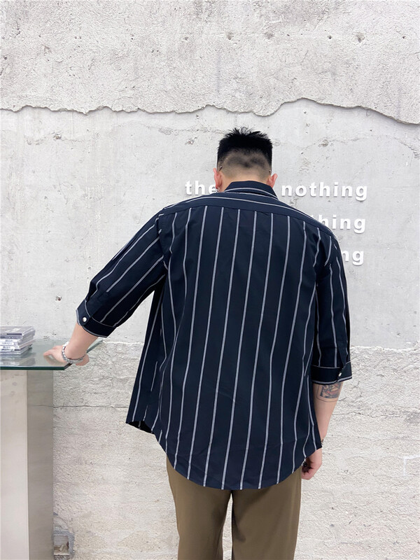 [Binli] Korean stripe pocket small design shirt l055# ZZL