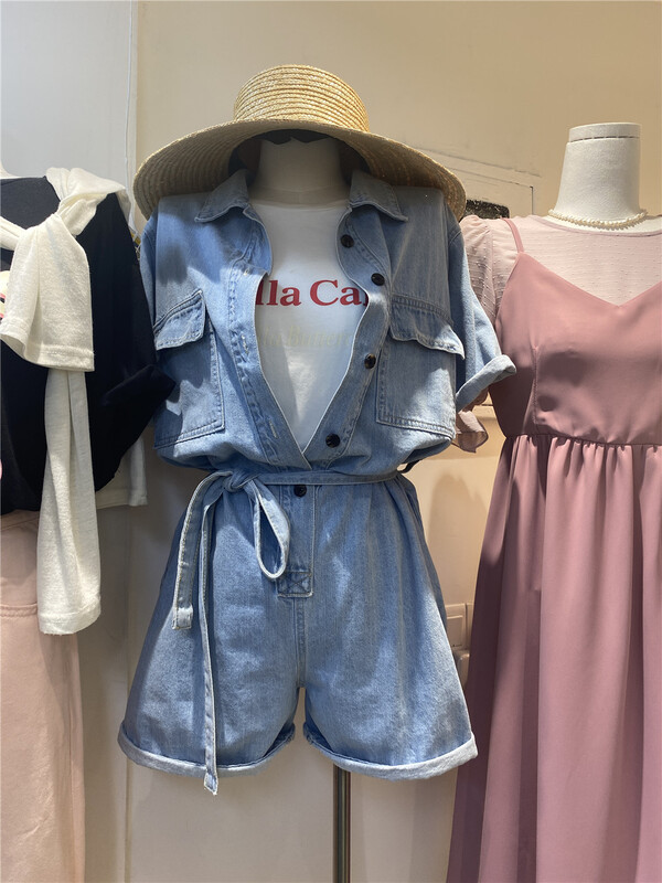 [OK fine] Korean casual denim Jumpsuit (with belt) k1003# ZSY