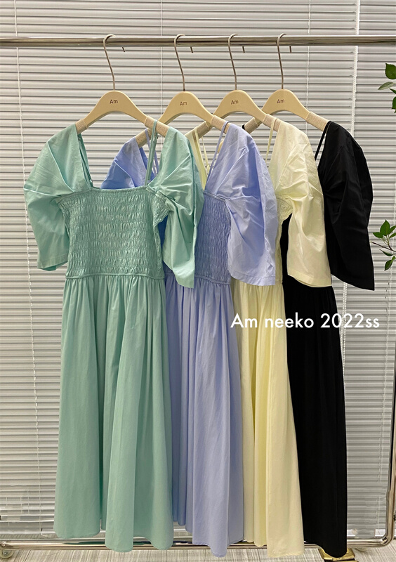 Early spring! [am] Korean solid color square neck dress 4# JJ