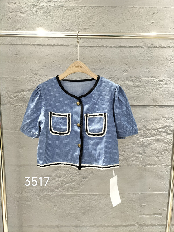 New in early summer! [mm9] color contrast edge niche design short coat 3517# XYJ
