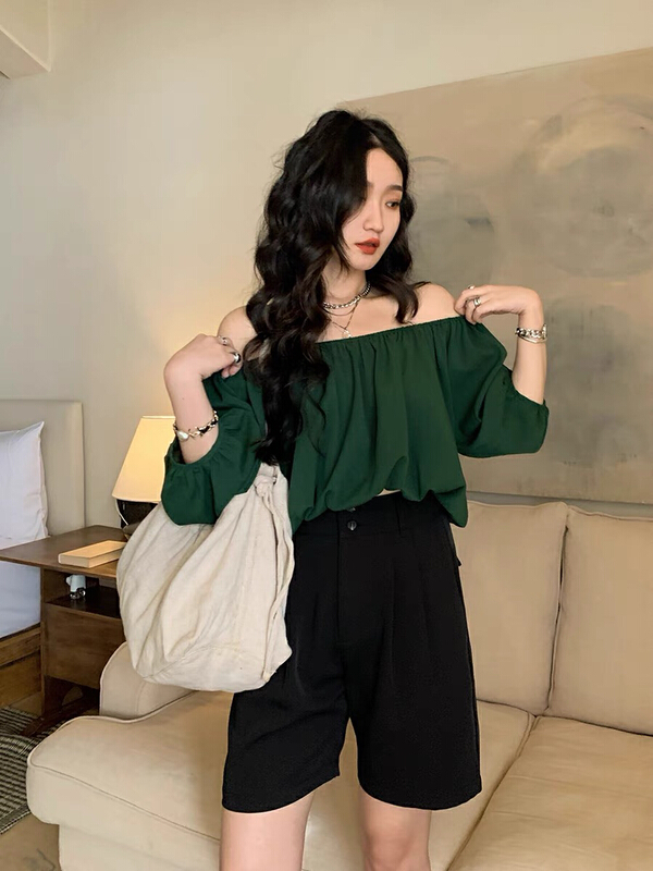 [savage] French retro simple high waist two button casual pants e8163# WPL