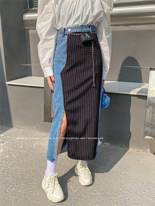 [aus] fashion brand stitched denim skirt (with waist bag) g535# LSW