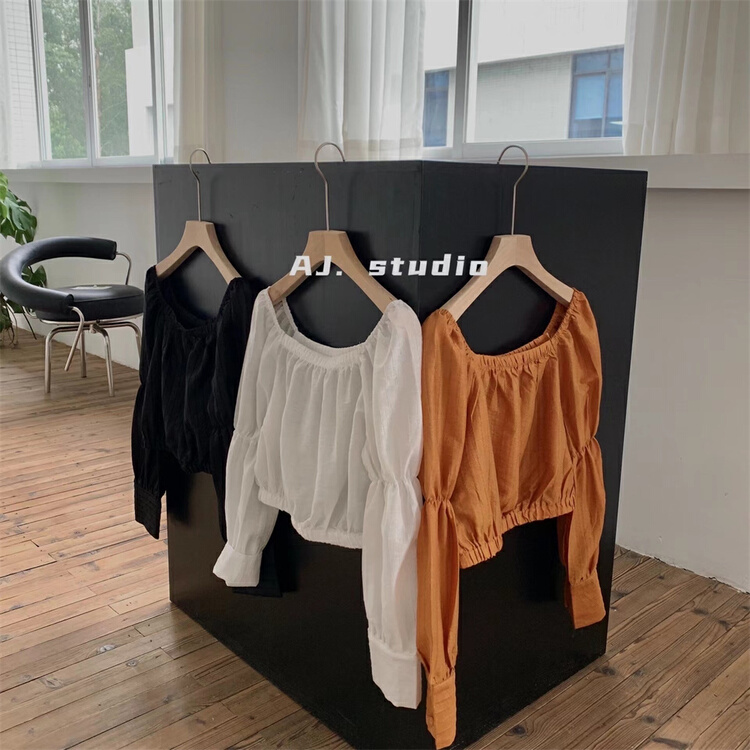 Early spring! [AJ. Studio] small and versatile solid color one shoulder shirt 9122# ll