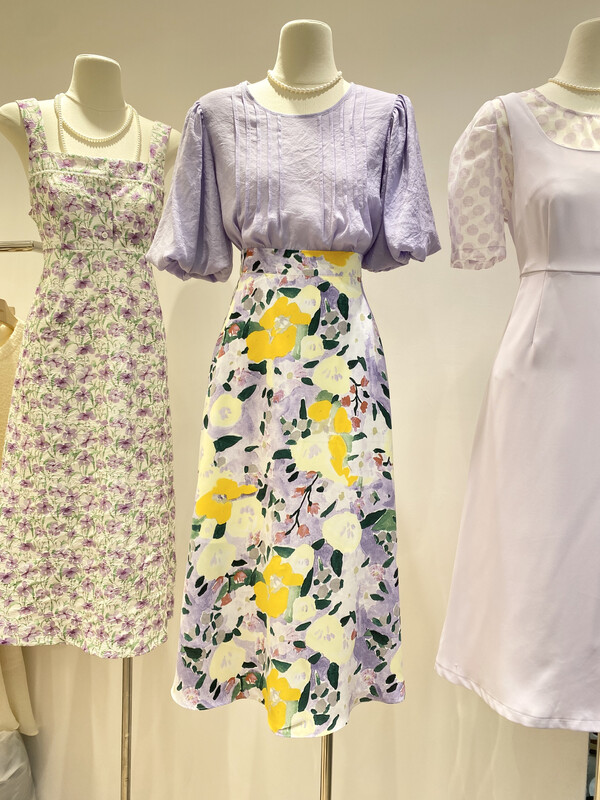 [of white] Korean style printed high waist skirt 881268# hjy
