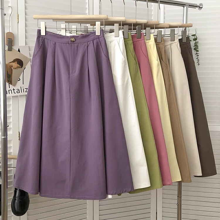 [Gangan] Korean pure color slim skirt 1218\\cl