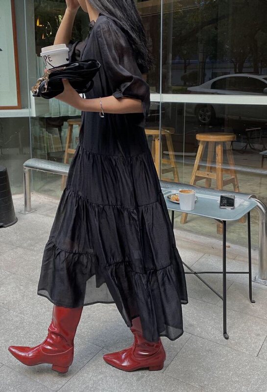 [soul] Korean gentle wave point dress (with suspender) bs16115211l-1# CLS