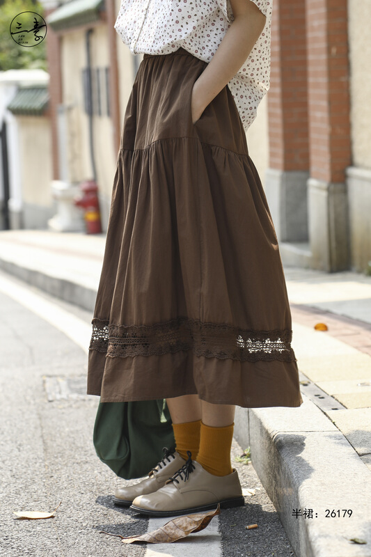 goods in stock! New in early summer! [original of three plain clothes] simple temperament casual lace skirt 26179# XYJ