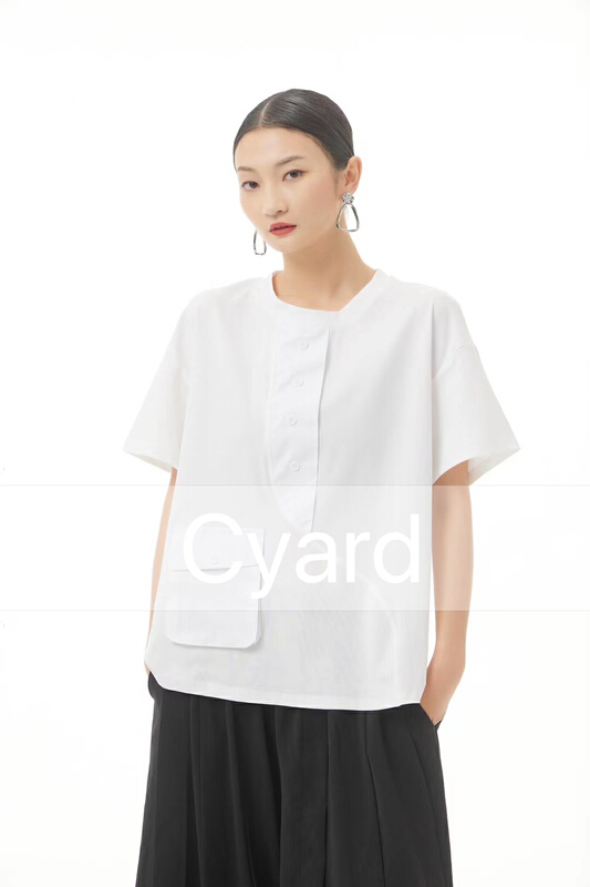 【CYARD】圓領套頭時尚短袖T恤  90363#  L