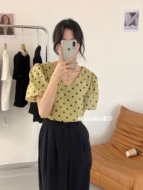 [MSTUDIO MANSA] wave point V-neck fashion shirt 057# ll