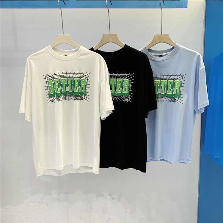 [BSD] round neck loose print Casual Short Sleeve T-shirt 5661# ZZL