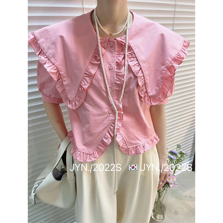New in early summer! [jyn Jinyu lemon] Korean style design temperament versatile small shirt ys1-7235# LSL