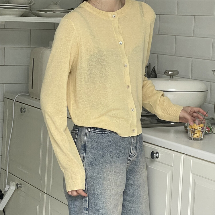 New year in early spring! 【 five moon 】 crew neck single breasted slim fit sweater 9166# CLS