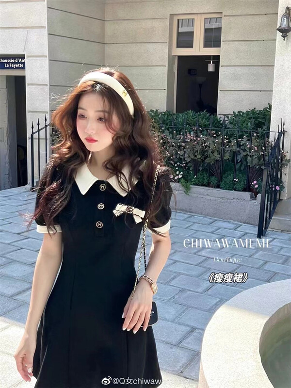 New in early summer! [MS studio] color blocking and crimping short sleeve dress 09084# PCZ