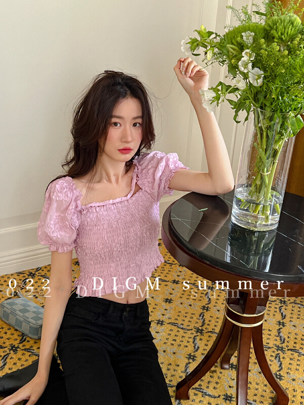 [digm] Korean fashion thin bubble sleeve shirt 5711# zxx