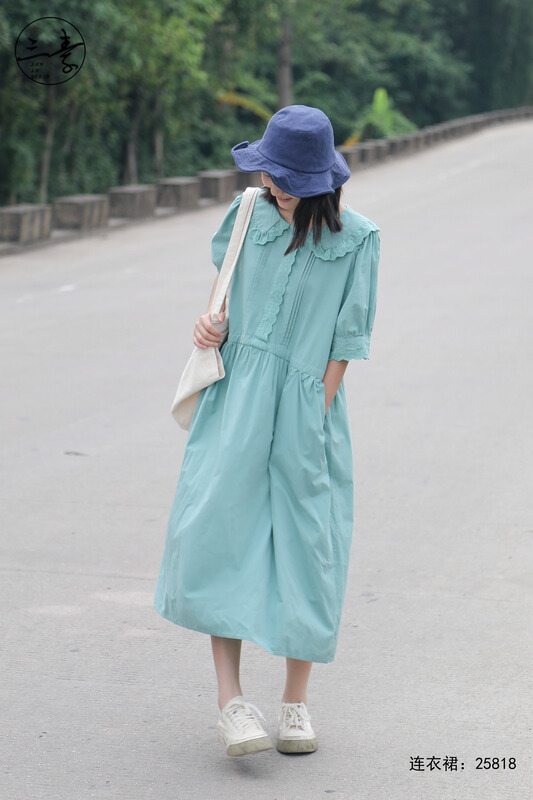 [original of three plain clothes] simple temperament literary style dress 25818# XYJ