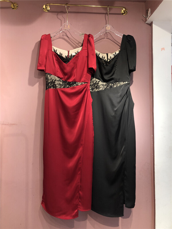 [sheen] big woman light familiar square neck dress 338# JJ