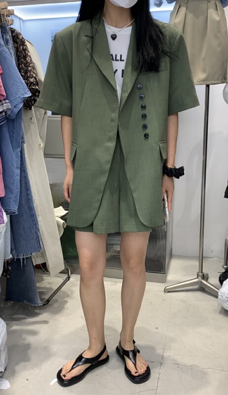 [toward front] temperament versatile solid color short sleeved suit w6170# zxl