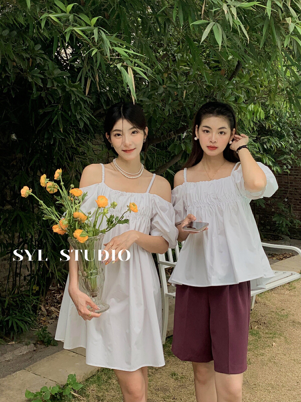 New in early summer! [SYL] Korean suspender fashion shirt 5155-1# L
