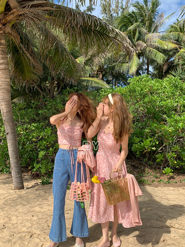 New year in early spring! [best of you] retro romantic, sweet and gentle women's thin high waist floral suspender dress ys1-6081# HBx
