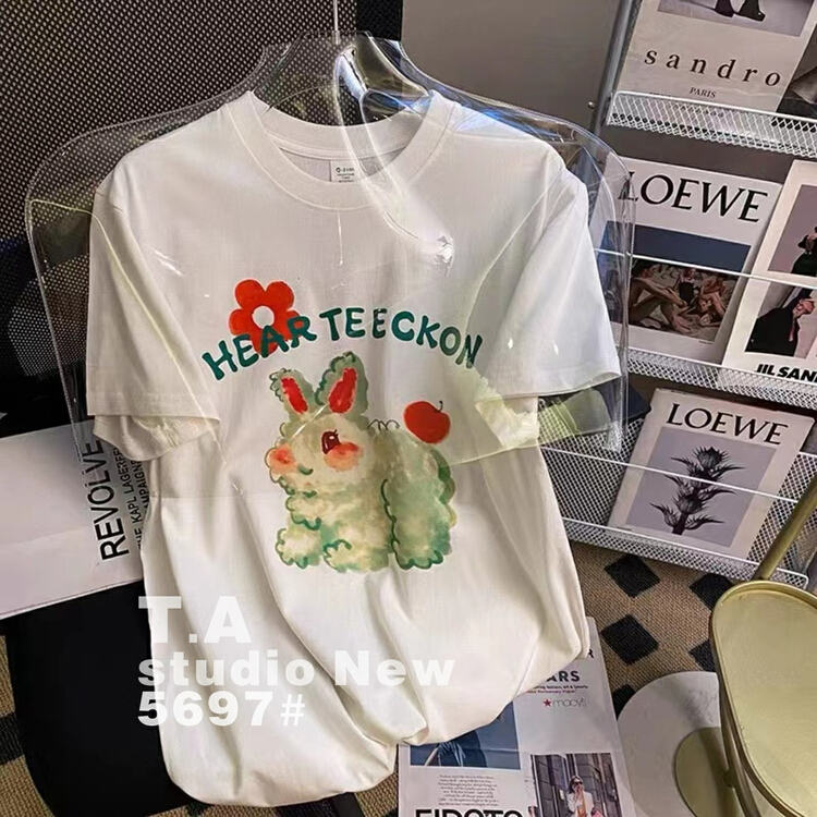 [TA +] Korean cartoon printed loose short sleeve T-shirt 05697# XYY