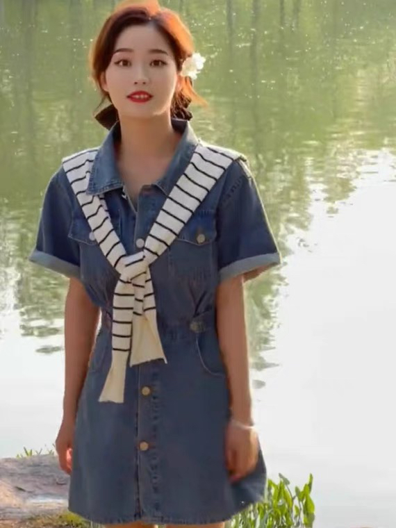 goods in stock! [Kiki studio] Korean Ladies Dress (with shawl) 5821# hjy