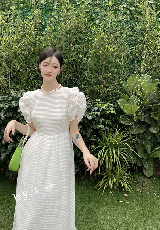 [benyan] bubble sleeve fashion versatile dress 6120# zxx