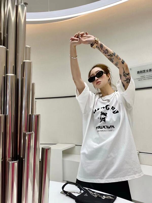 New in early summer! [Nancy] cherry ball letter printed short sleeve T-shirt 6132# WPL