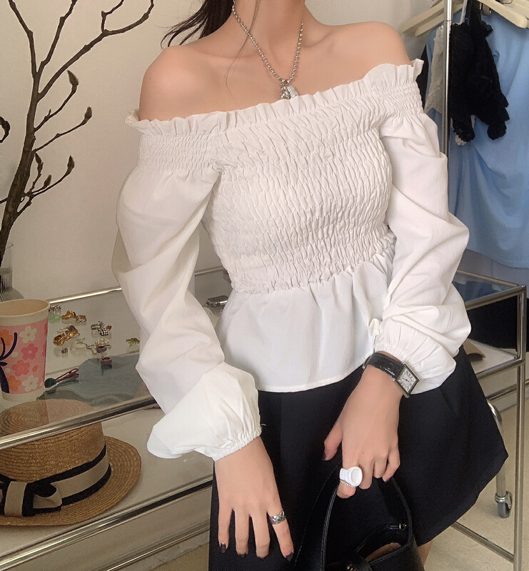 goods in stock! [Vanessa] one shoulder Korean fashion shirt ys1-6079# ozq