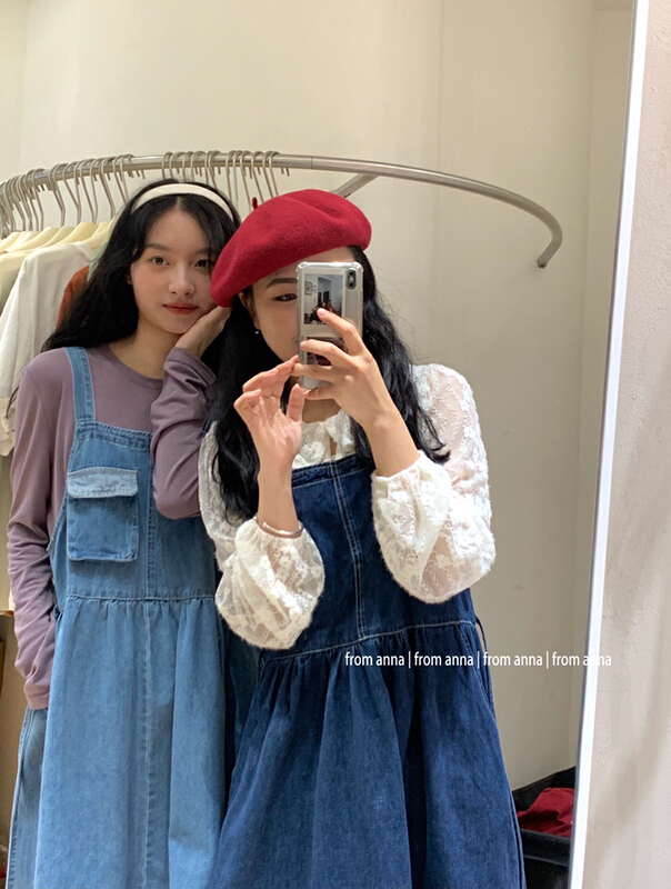 New year in early spring! [from Anna] double sided denim pocket strap skirt 6102# LSW
