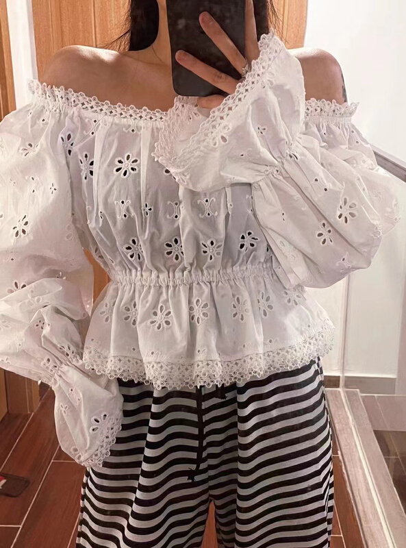 New in early summer! [lidada] heavy craft Jacquard lace blouse 2906# HBx