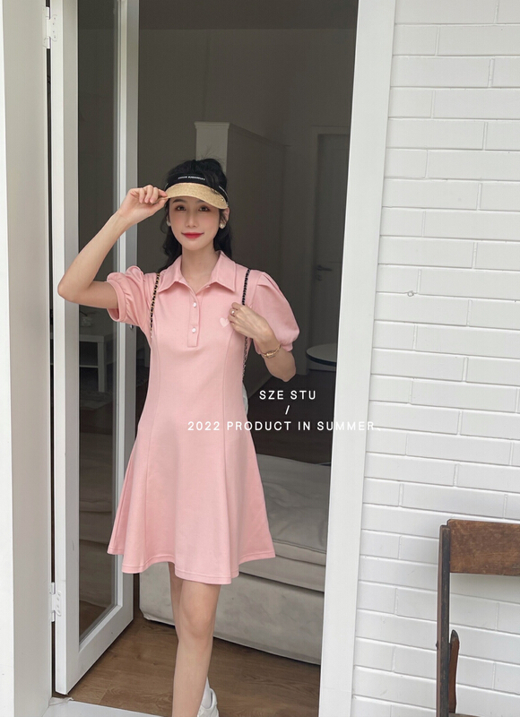 New in early summer! [Sze] college style Polo neck Pullover dress 80176# zxx
