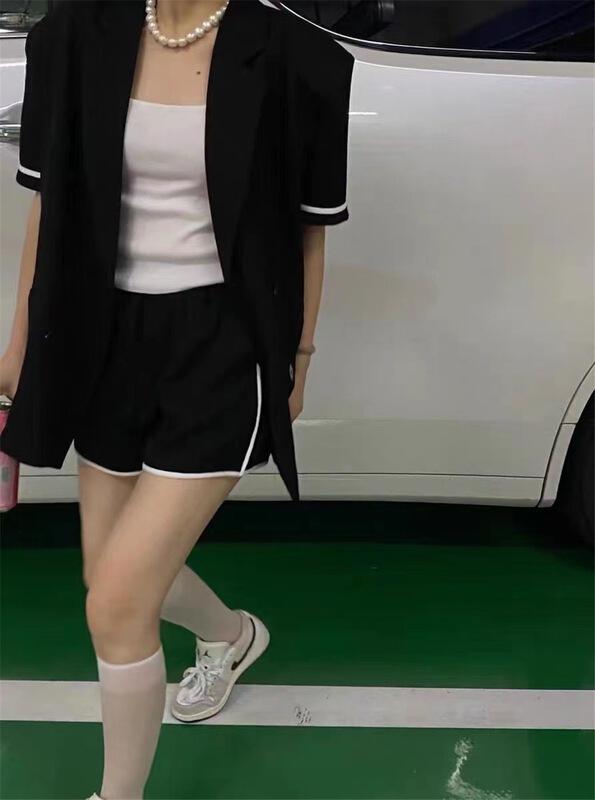 [C.C +] Korean color matching jacket + casual casual Shorts Set 6027# WTT