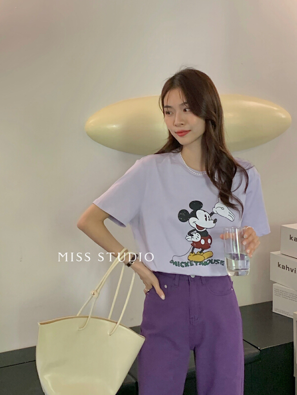 New in early summer! [miss miss miss home] fashion Mickey print short sleeve T-shirt y8823# ZSY
