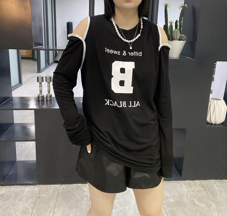 New in early summer! [Qijia +] missing shoulder letter sunscreen shirt 7551# zyh