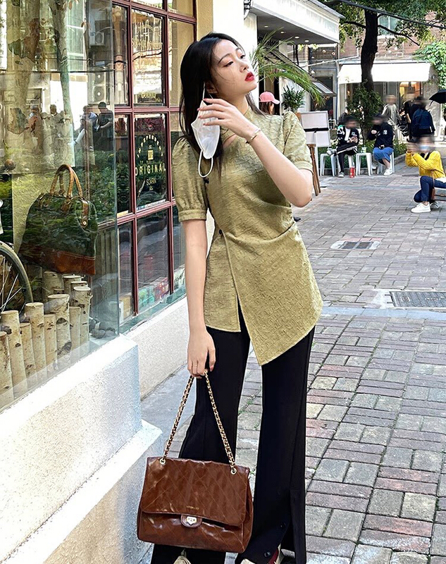 [x · h studio] new Chinese style retro cheongsam design small shirt 7999# ozq