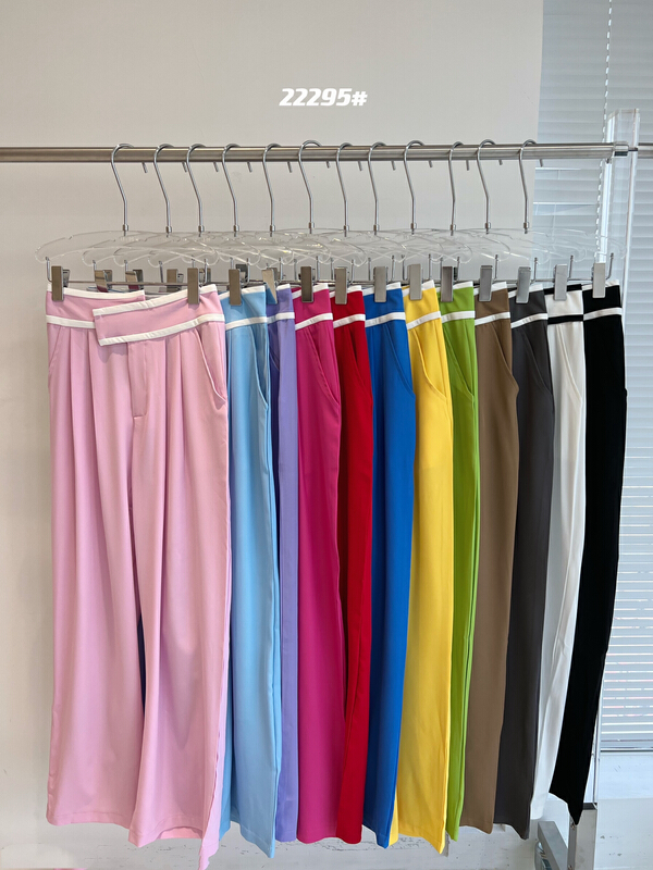 [Wu. 33] contrast color simple loose fit casual pants 22295# WTT