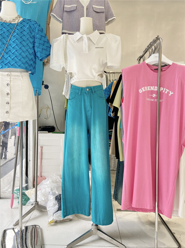 [Jun Jun] Hanfeng high waist straight tube gradient jeans (jeans only) 6911# CLS